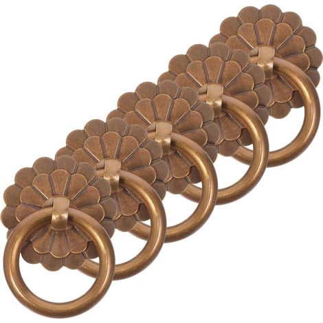 Lot de 5 poignées meuble vintage en laiton, design rond forme (1/5)