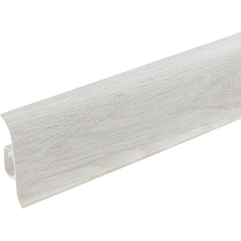 Lot de 20 Plinthe goulotte passe-câble PVC 59 mm 1,1 m Chêne gris