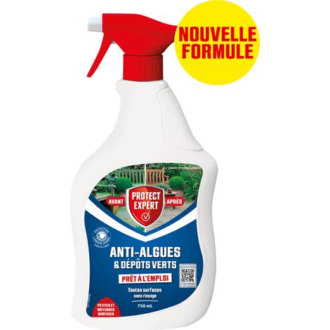 Anti Algues & Lichens - Anti-Dépôt Vert - 750ml - Prêt à l'emploi - Petites & Moyennes Surfaces