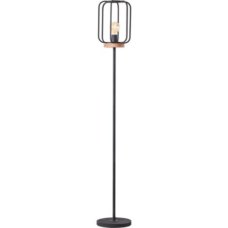BRILLIANT Lampe, Tosh Standleuchte 1flg antik holz/schwarz korund, 1x A60, E27, 40W, Holz aus nachhaltiger Waldwirtschaft (FSC) (1/5)