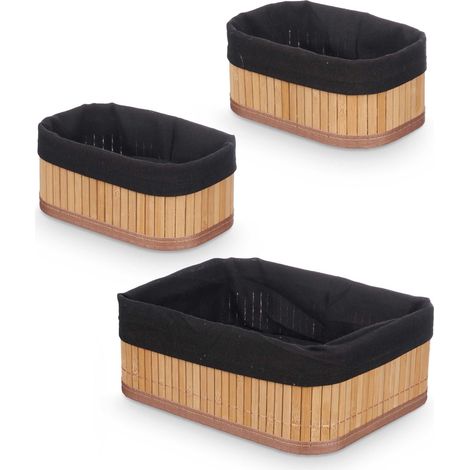 Panier en bambou VIVID pour salle de bain, 3 pièces