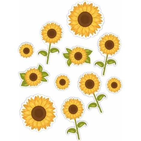 Aprende cómo hacer decoraciones de ventana de girasoles de doble cara (11 piezas) para escuelas y guarderías.