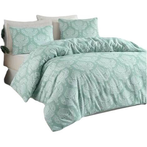 Set di biancheria da letto - 1 copripiumino 220 x 240 cm + 2 federe 60 x 60 cm - 65% cotone, 35% poliestere - Verde (1/5)