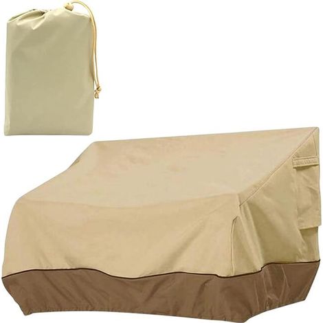 Funda protectora para muebles de jardín, fabricada en tela Oxford, con bolsa de almacenamiento, impermeable y resistente al viento, para banco de jardín, 147x83x79cm. (1/5)