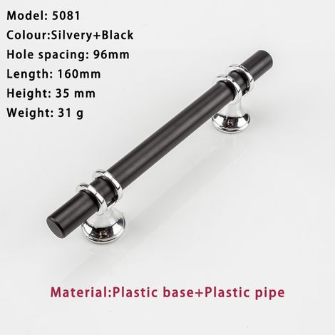 2 Stück schwarze Küchenmöbelgriffe, Schrankgriffe, 96 mm Achsabstand, Möbelgriffe, Griffe aus Zinklegierung (Silberbasis)
