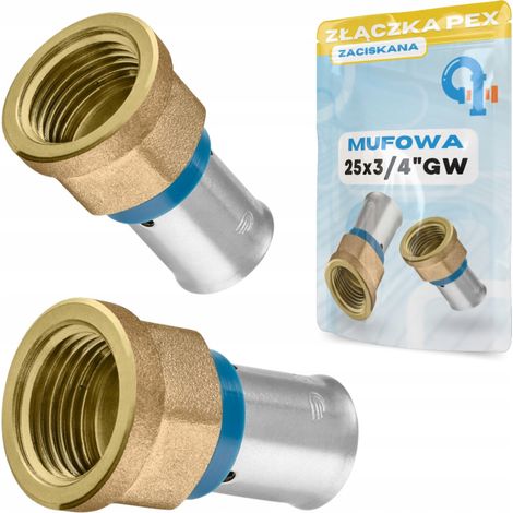 Conector PEX 25x3/4 GW Manguito prensado LATÓN MACIZO (1/5)