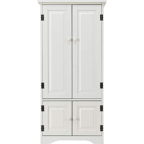 COSTWAY Mobile Multiuso, Armadio da Soggiorno, Credenza da Cucina in Legno, con 4 Ripiani, 59 x 32 x 123cm Bianco (1/5)