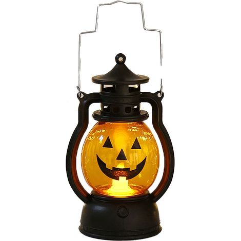 Lanterne Citrouille Halloween - LED Vacillante Sans Flamme - Suspension Extérieure Intérieure - Décoration Festive - Lot de 1 (1/5)