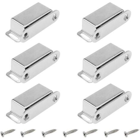 6 Pièces Loquet Magnetique Porte de Acier Inoxydable Aimants Loqueteaux Magnétiques Aimant Pour Porte de Placard Meuble Aimant Puissant Jusqu’à 6kg avec Vis pour Tiroirs