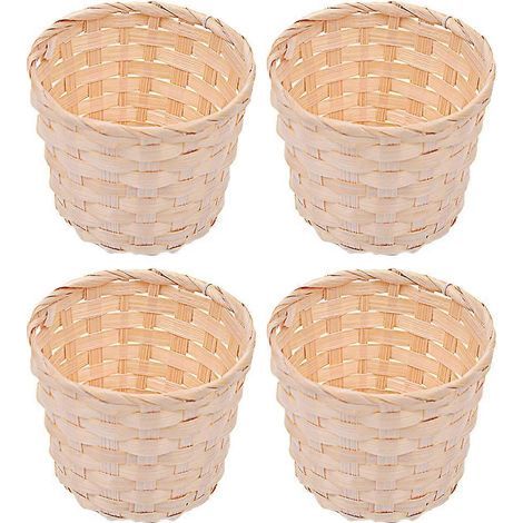 Lot de 4 petits paniers tressés portables pour bureau, paniers décoratifs pour compositions florales-7.5x7.5x6cm (1/4)