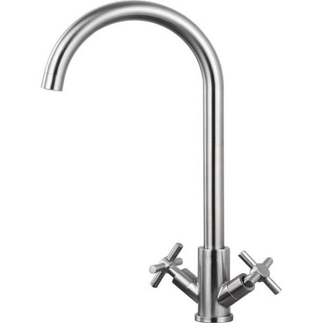 Robinet Cuisine Robinetterie de Cuisine avec Chauffe-eau Instantané Mitigeur Cuisine Mélangeur Robinet D'évier Cuisine 360° avec 2 Poignées (1/3)