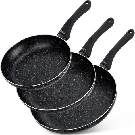 Set aus schwarzen Granit-Bratpfannen 20 / 24 / 28 cm 3 Stück. (1/5)