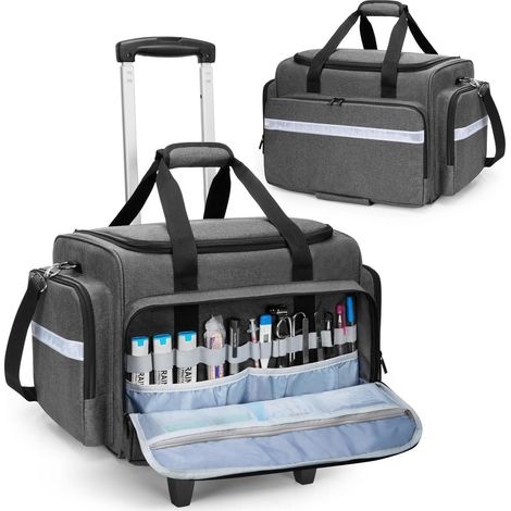 Notfalltasche mit Trolley, Arzttasche auf Rollen, Erste Hilfe Tasche für medizinisches Personal