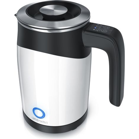 Arendo Wasserkocher 0,5 l, 1100 W, Edelstahl Single Reisewasserkocher Mini, Temperatureinstellung, weiß (1/5)