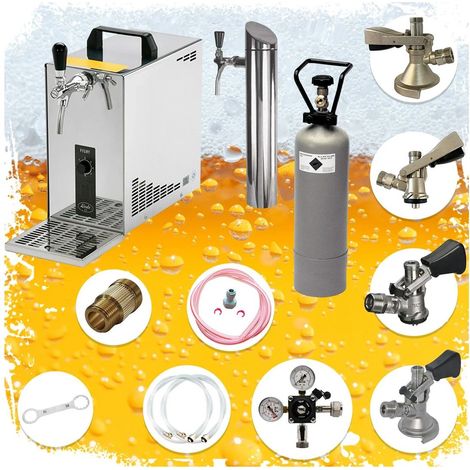 Ensemble complet - Tireuse a biere - PYGMY 20 machine a biere, pompe a biere 1 ligne, 20 litres/h, y compris colonne à bière, Green Line, KEG: Set tous de tete de fut (1/5)