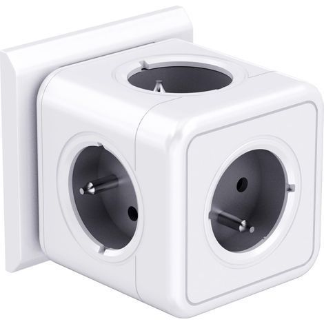 1 Multiprise Cube 5 Prises, 3680W, Design Compact, Prise Murale, Pour Maison, Bureau (1/5)