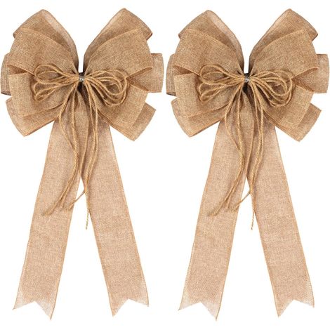 Lot de 2 Grands nœuds en Corde de Jute et Chanvre pour couronnes, travaux manuels, décoration de Porte d'entrée de Mariage, Vacances (1/4)