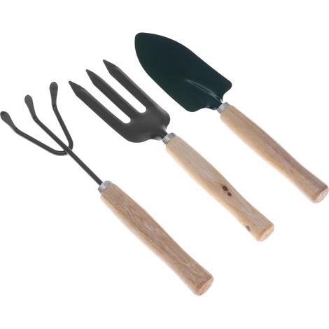 Ensemble De 3 Pièces Mini Outil De Jardin D'intérieur Râteau à Feuilles Pelle à Main De Jardin Outils De Jardinage Outil De Désherbage Outils à Main De Jardinage en Bois Black (1/5)