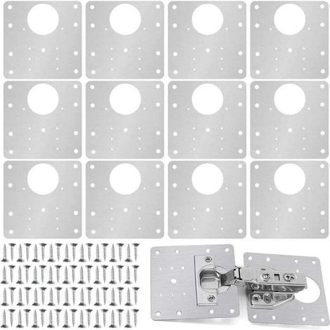 Kit de reparación de bisagras para gabinetes de 12 piezas con orificio, para madera, muebles y estantes. (1/4)