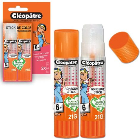 2 bâtons de colle - Transparente - Cléostick Adhésive - 21g - Cléopâtre (1/4)