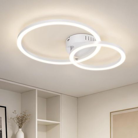 GBLY Plafoniera LED Soggiorno Plafoniera 4000K 40cm Bianca Lampada Cucina 23W Lampada Soggiorno Moderna Lampada Camera Design 2 Anelli Illuminazione Soffitto per Cucina Camera da Letto Corridoio Uffic (1/5)