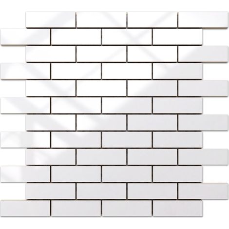 Ilcom mosaico in ceramica per bagno o cucina 33.4cm x 29.8cm - White brick