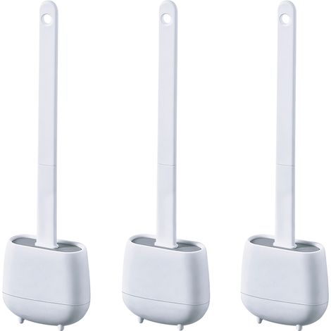 Set 3 Brosse WC en TPR et caoutchouc thermoplastique, blanc (1/5)