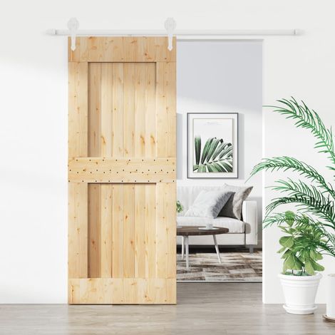 Puerta corredera con herrajes madera maciza de pino 85x210 cm vidaXL (1/5)
