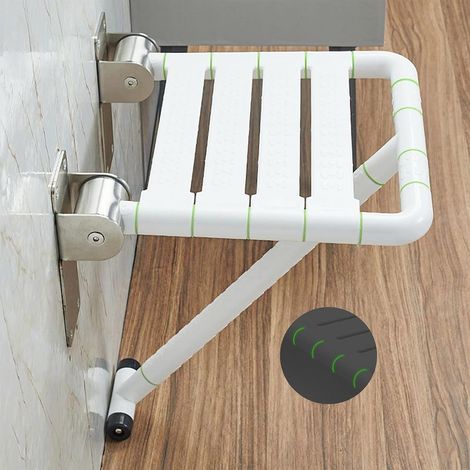 Blanc Siège de Douche Rabattable avec Pieds de Support,Chaise de Douche Adulte pour Personne Handicapée Pliable Antidérapante en Acier INOX 304 et Âgé (1/5)