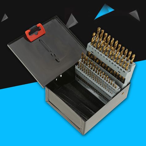 Coffret de 60 forets hélicoïdaux HSS, emballage en boîte en fer noir (1/5)