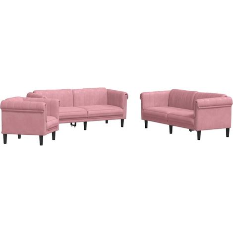 Maison Exclusive - Set di Divani 3 pz Rosa in Velluto