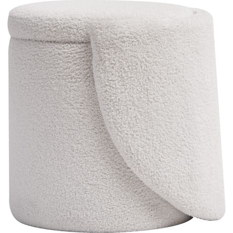 Pouf de salon scandinave blanc avec dossier – Matière bouclettes – Dimensions 46x43x78 cm – Capacité 120 kg – Confort optimal – Nordlys (1/5)