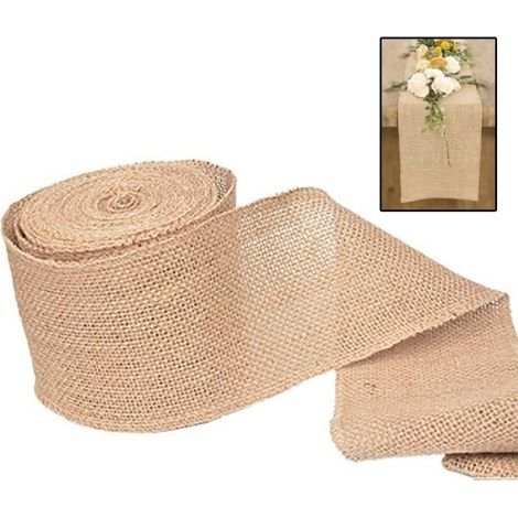 Chemin de Table en Toile de Jute, Jute Rustique Décoration de La Maison et Emballage Cadeau, 1 Rouleau Ruban en Jute - 10cm5 m (1/4)