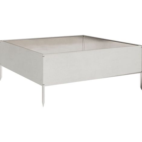 Vassoio per fioriera aiuola rialzata piante fiori terrazza giardino giardino 100 x 100 x 25 cm acciaio inossidabile Argento 020039268