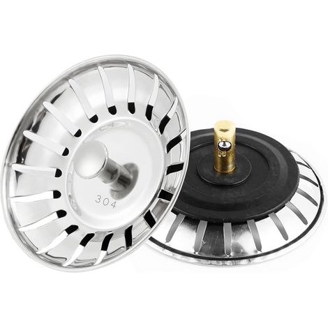 2 Pièces Crépine d'évier de Cuisine, Filtre Évier Cuisine, 304 Bouchon Evier Cuisine Inoxydable, Bonde à Panier Filtre Evier, Panier à Tamis pour Évie