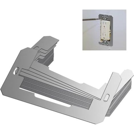 Entretoises de plaque murale, cales d'espacement de prise électrique, plaques de nivellement en métal pour dispositif de gang, entretoises de sortie pour fixer les murs de boîte électrique électrique (1/5)