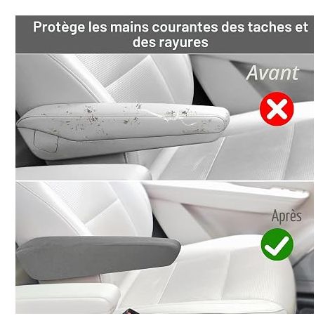 Housse Accoudoir Voiture, Housses D'accoudoir de Siège Avant Universelles Protection D'accoudoir avec élastique SUV Camion Et Van (Gris) (1/3)