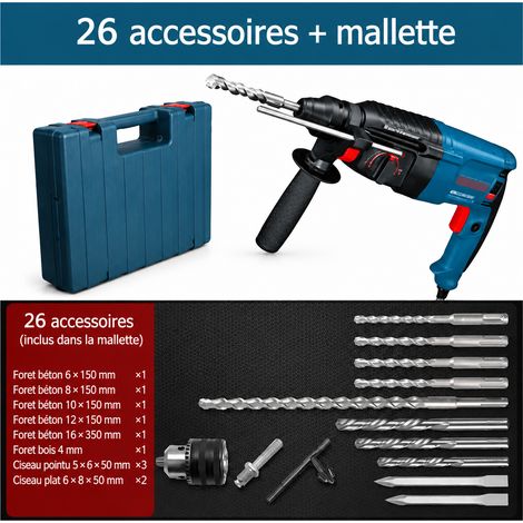 Perforateur burineur multifonction queue ronde 26 kit 2 marteau perforateur 1 × 1 × 1 cm 1 kg – Livraison gratuite
