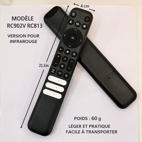 Télécommande infrarouge universelle pour TV TCL RC902V RC813 rc902v rc813 21,5 × 4 × 1,6 cm 60 g – Livraison gratuite