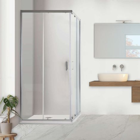 Box doccia 70X90 H195 da 6mm profilo in alluminio cromo e cristallo trasparente (1/3)