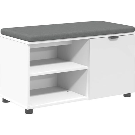 Banc d'entrée Blanc 80 x 38 x 46 cm Bois Ingénierie et Tissu