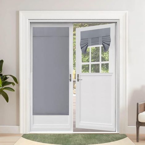 Rideau occultant pour porte vitrée, facile à installer, pour porte d'entrée, 66 cm l x 172 cm L, gris, 1 paquet (1/4)