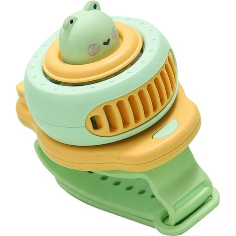 Ventilateur horloge créatif pour enfants avec connexion USB, portable, petit, petit ventilateur annulaire, vert (1/5)