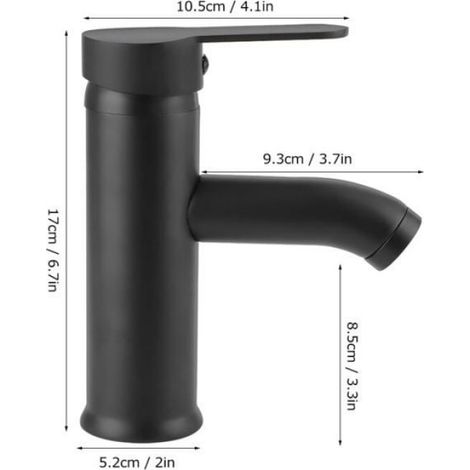 Robinet De Lavabo - Type Bas - Acier Inoxydable - Mitigeur Chaude Froide - Noir - Pour Vasque Sous Plan (1/4)