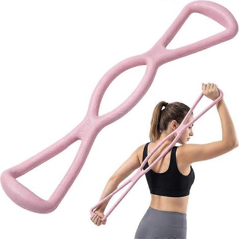 Bande de résistance en forme de 8 avec poignées bandes élastiques roses multifonctions pour entraînement bras dos et épaules (1/5)