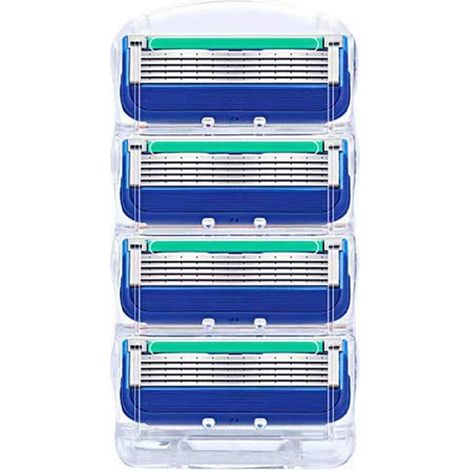 rasoir electriques hommes-Rasoir manuel 5 lames pour hommes - Compatible avec système de rasage Gillette (1 cartouche de 4 lames bleues)
