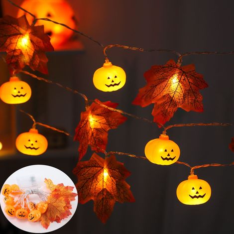 Lanterne Citrouille - Luminaire Décoratif LED pour Halloween - Forme de Citrouille et Feuille d'Érable - Idéal pour Décoration Intérieure Extérieure - Lot de 1 (1/5)