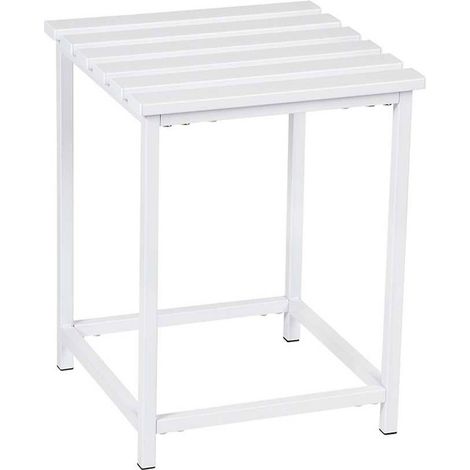 Tabouret de salle de bain en métal blanc design moderne - blanc pur métallisé (1/2)