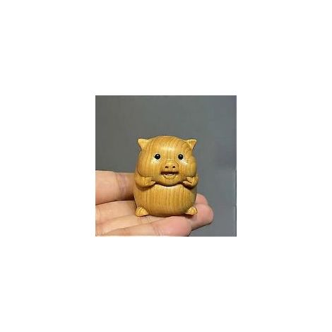 Scultura in legno intagliato di un maiale, statuetta decorativa per casa o ufficio, regalo - Crezuo