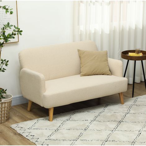 CHICFURN Sofá de 2 plazas 130 x 74 x 79 cm de terciopelo blanco crema para salón y dormitorio (1/5)